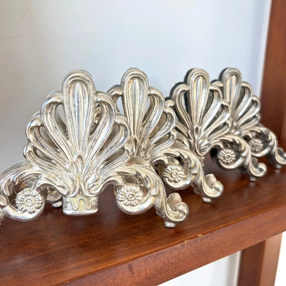 Vintage Ornate Silver Plated Napkin Holders Set of 4 Regency Style